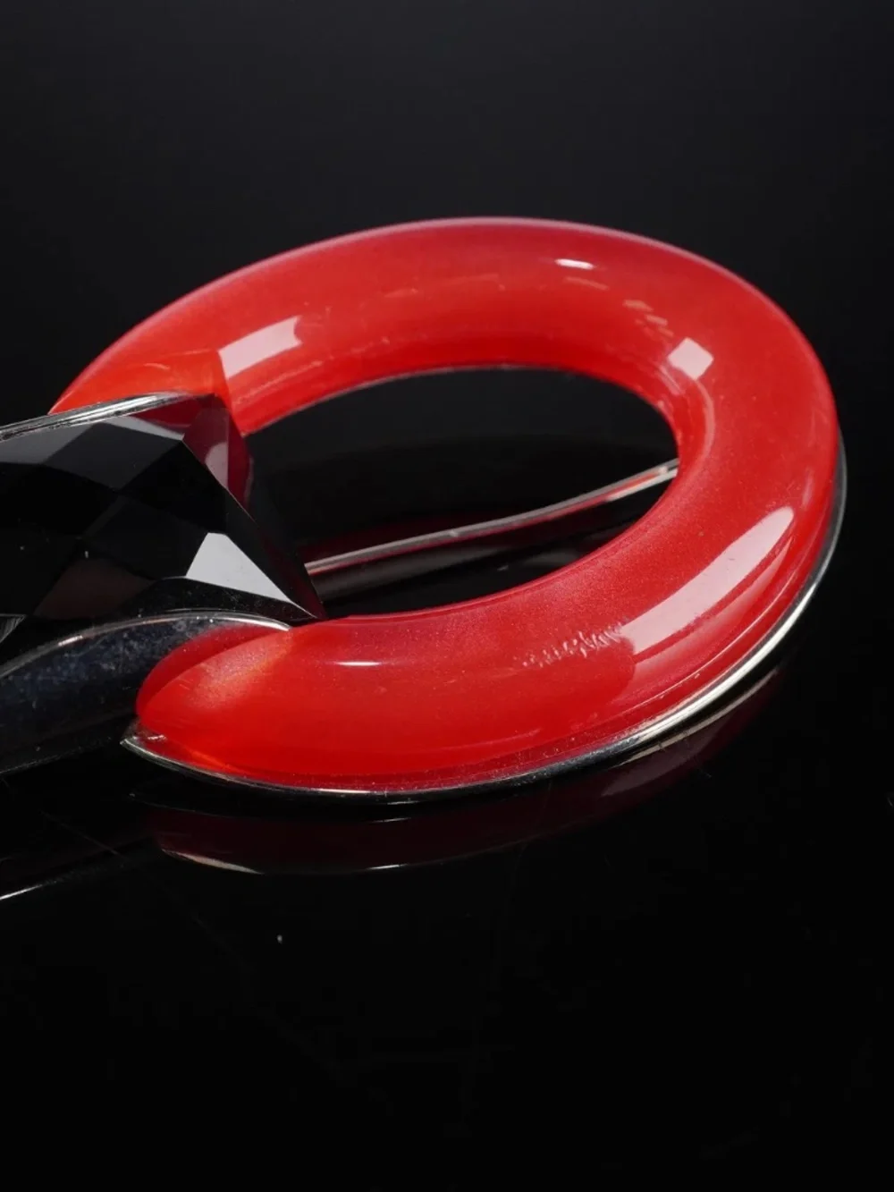 Giorgio Armani Runway F/W 2011 Red Resin & Black Crystal Brooch